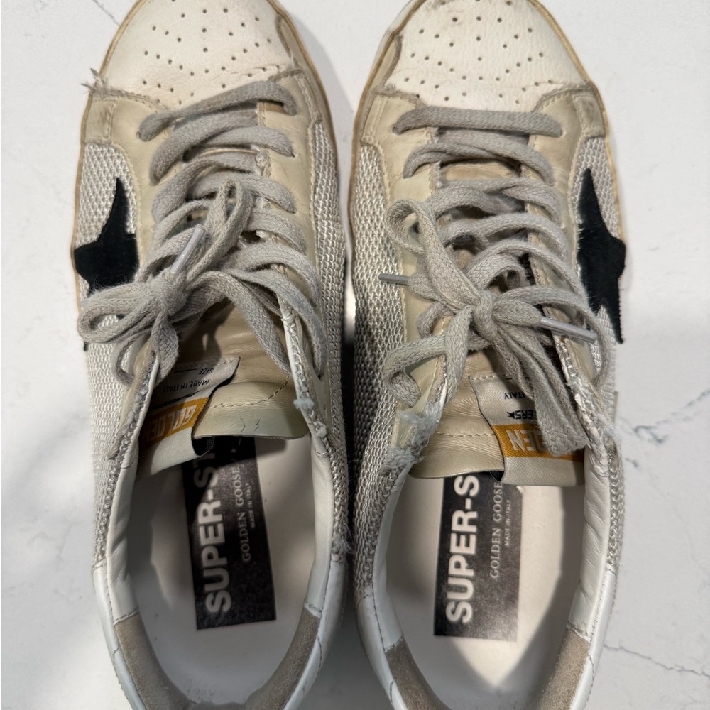 Women's Super-Star in leather with black star